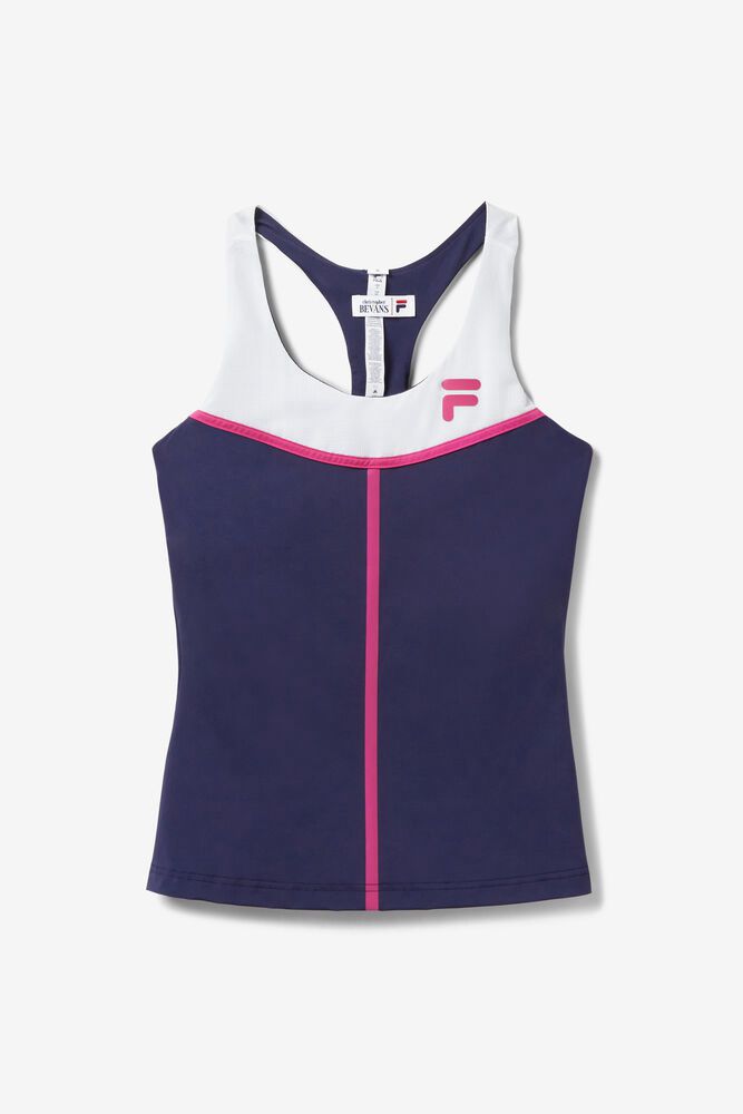 Fila Tank Top Bevans Laser Racerback Womens Navy/White - India ZUJ-268037